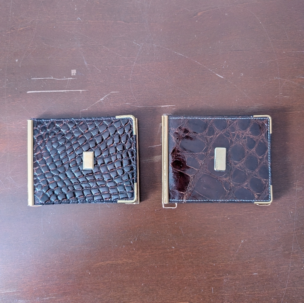 Vintage Genuine Alligator Bifold Wallets With 14k Gold Accents